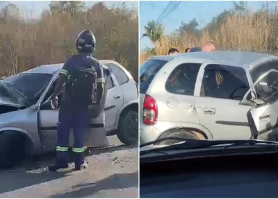 Homem fica ferido após colidir carro em poste