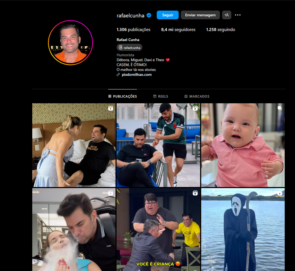 Instagram oficial do Rafael Cunha