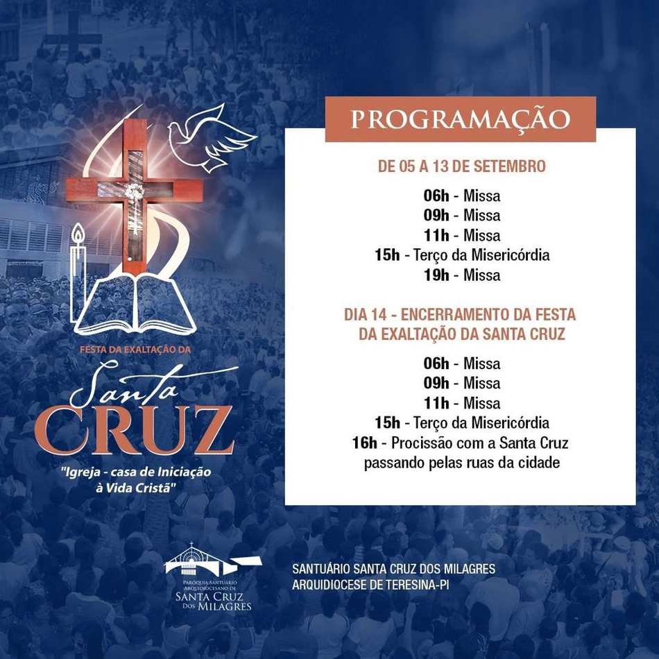 Programação da Festa da Exaltação de Santa Cruz dos Milagres