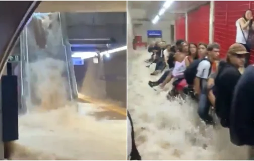 Água da chuva invadiu o Metrô de São Paulo