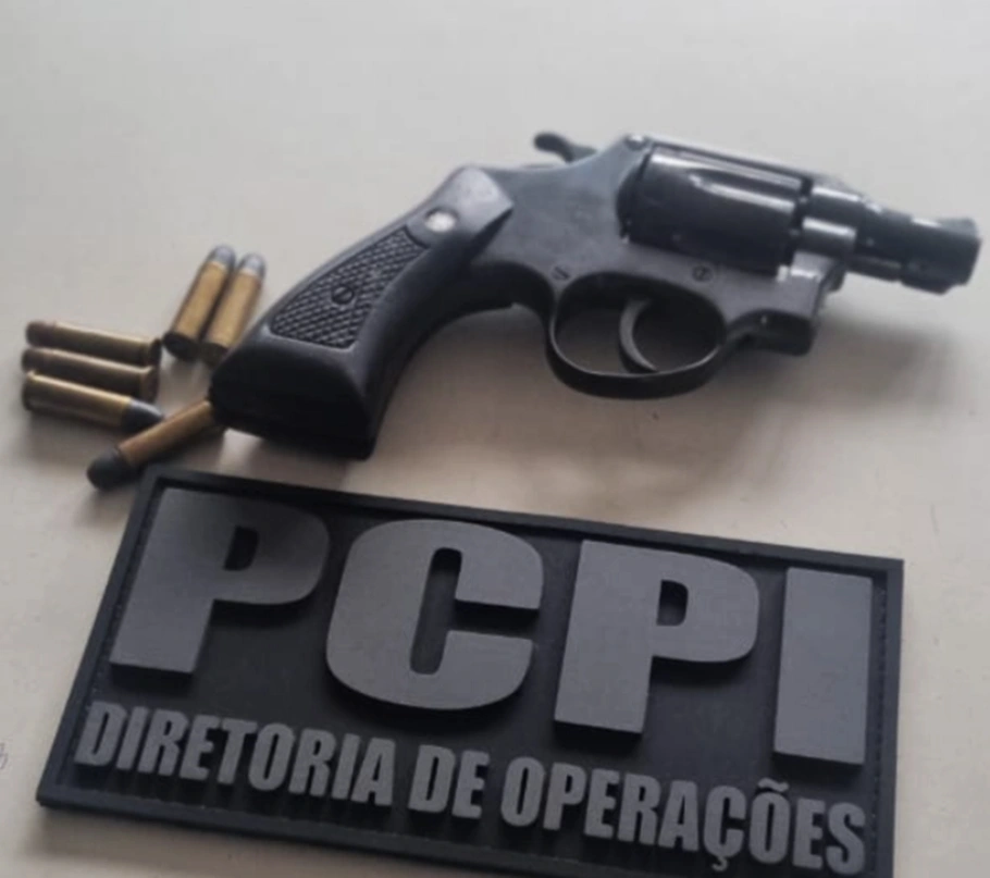 Arma de fogo e munições encontradas em poder do comerciante no Ilhotas