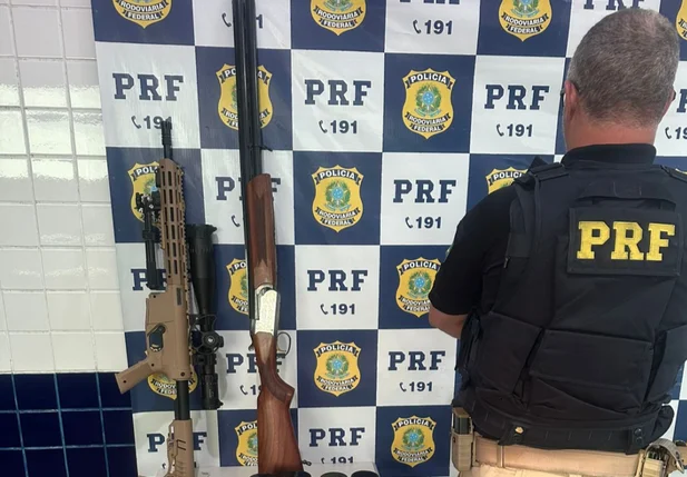 Armas de fogo e munições apreendidas pela PRF em Floriano