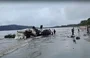 Avião explodiu na praia de Ubatuba