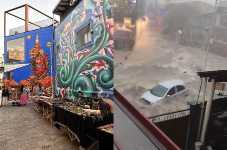 Beco do Batman ‘vira rio’ durante temporal que atinge São Paulo