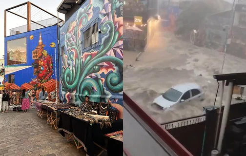 Beco do Batman ‘vira rio’ durante temporal que atinge São Paulo