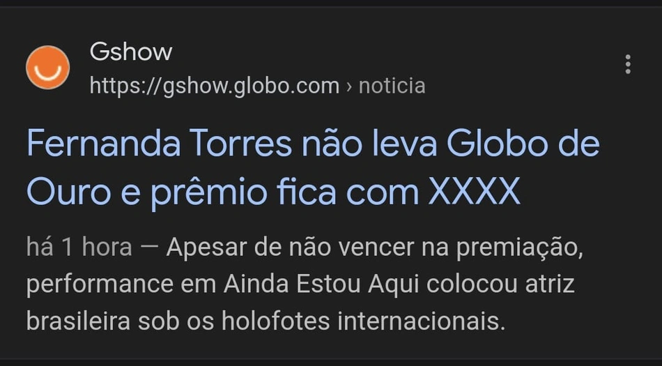 Gafe do gshow pouco antes do Globo de Ouro