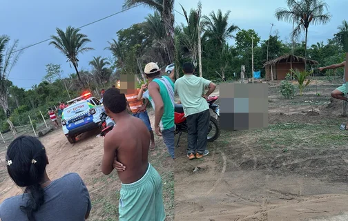 Local onde os corpos estavam no Povoado Cajaíba