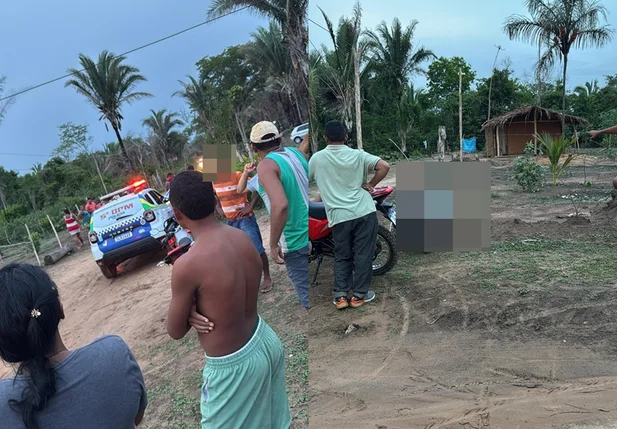 Local onde os corpos estavam no Povoado Cajaíba