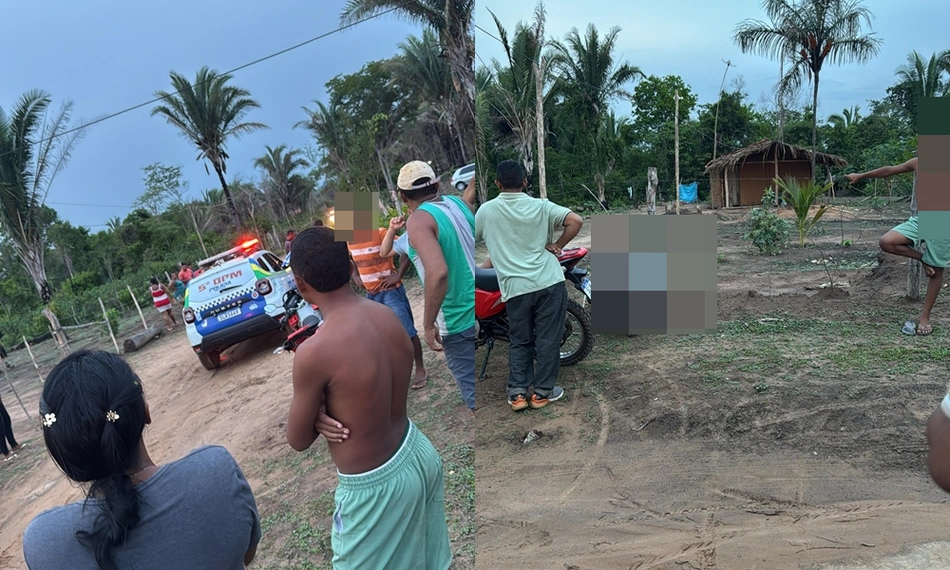 Local onde os corpos estavam no Povoado Cajaíba