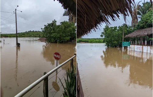 Rio São Nicolau transbordou em Santa Cruz dos Milagres