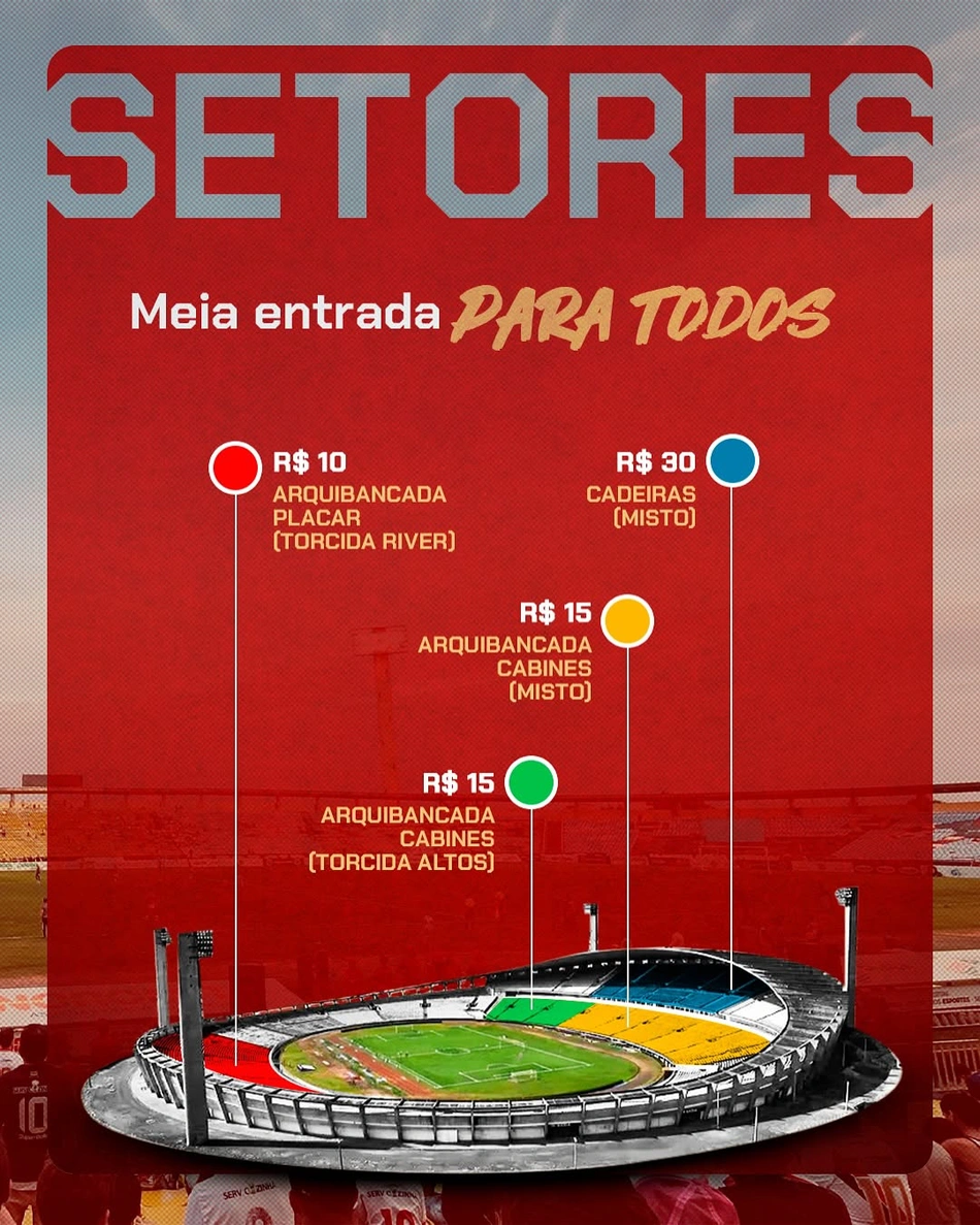 River divulga preço dos ingressos para o jogo contra o Altos no Piauiense