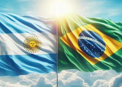 Bandeiras da Argentina e Brasil