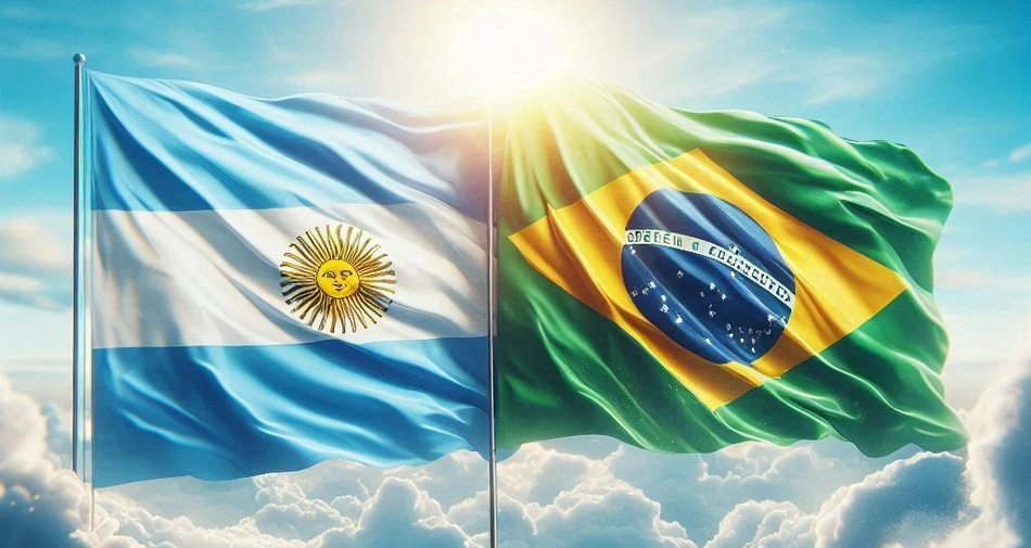 Bandeiras da Argentina e Brasil