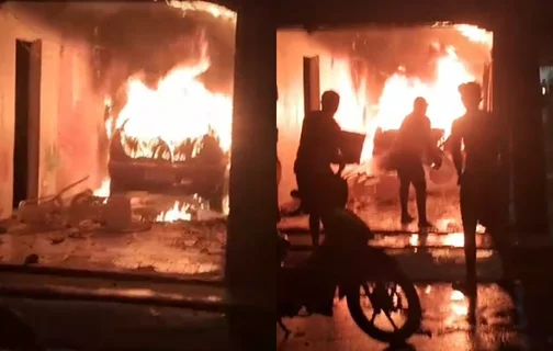 Carro pegou fogo dentro de residência no bairro Poty Velho