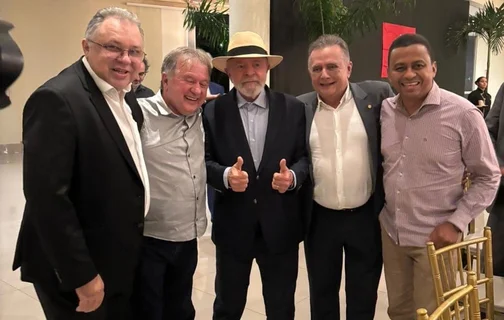 Flávio Nogueira, Merlong Solano, Francisco Costa e Florentino Neto com o presidente Lula