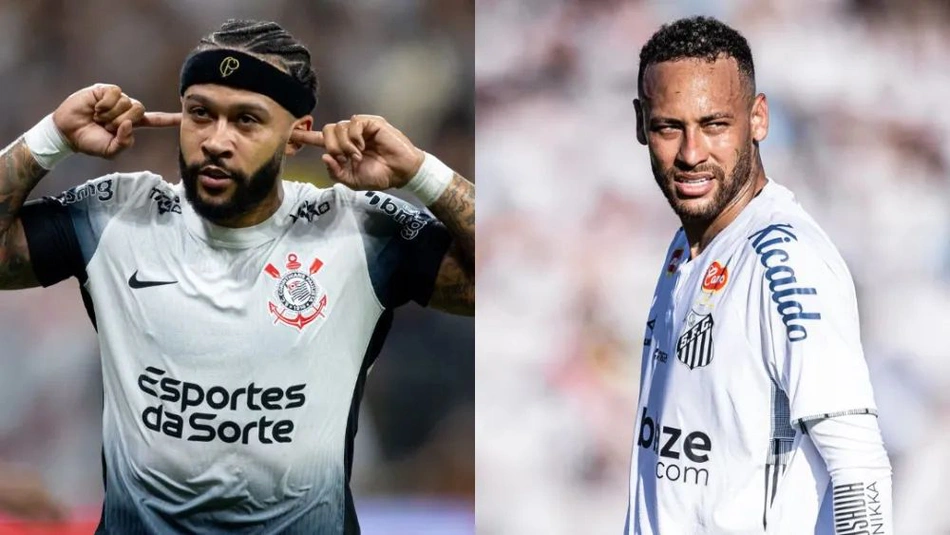 Memphis e Neymar se enfrentam em Corinthians x Santos na Neo Química Arena