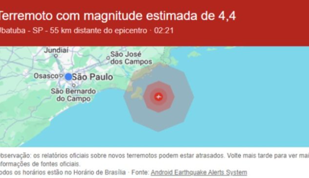 Moradores de SP e RJ recebem alerta de terremoto