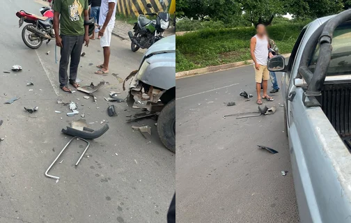 Motociclista ficou ferido após colisão frontal com caminhonete