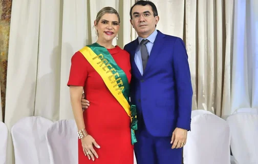 Prefeita Fernanda Marques e o empresário Paulo Sandro Amorim Rocha