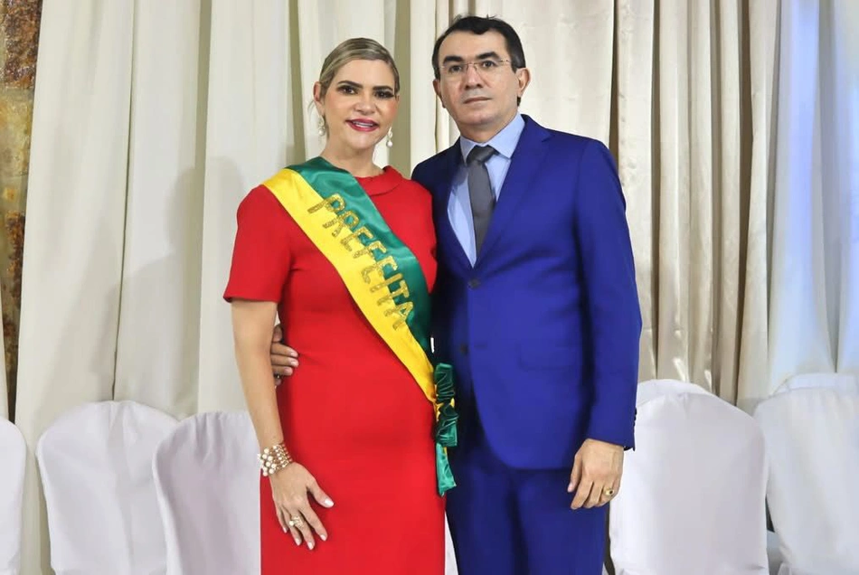 Prefeita Fernanda Marques e o empresário Paulo Sandro Amorim Rocha