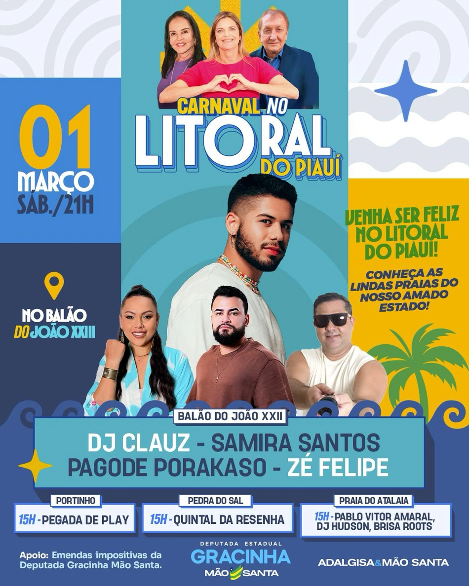 Programação do Carnaval no Litoral do PIauí para este sábado