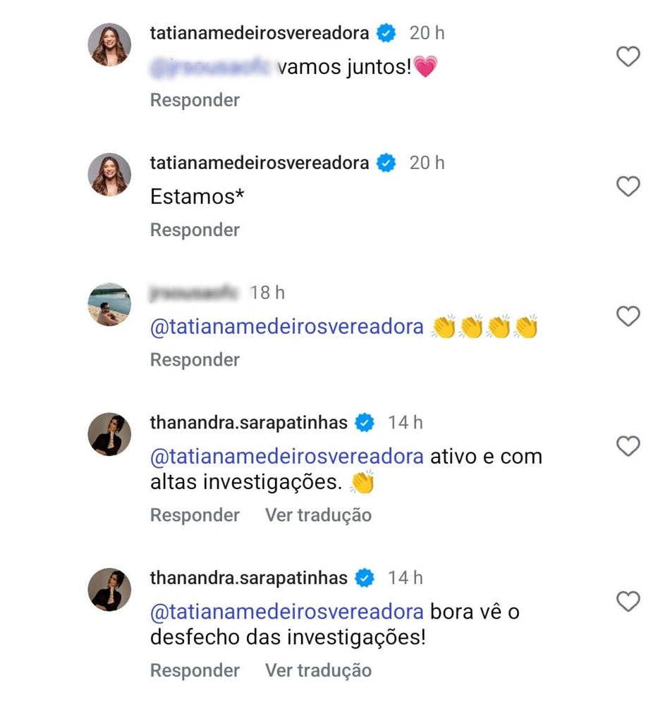 Thanandra Sarapatinhas alfinetou vereadora Tatiana Medeiros