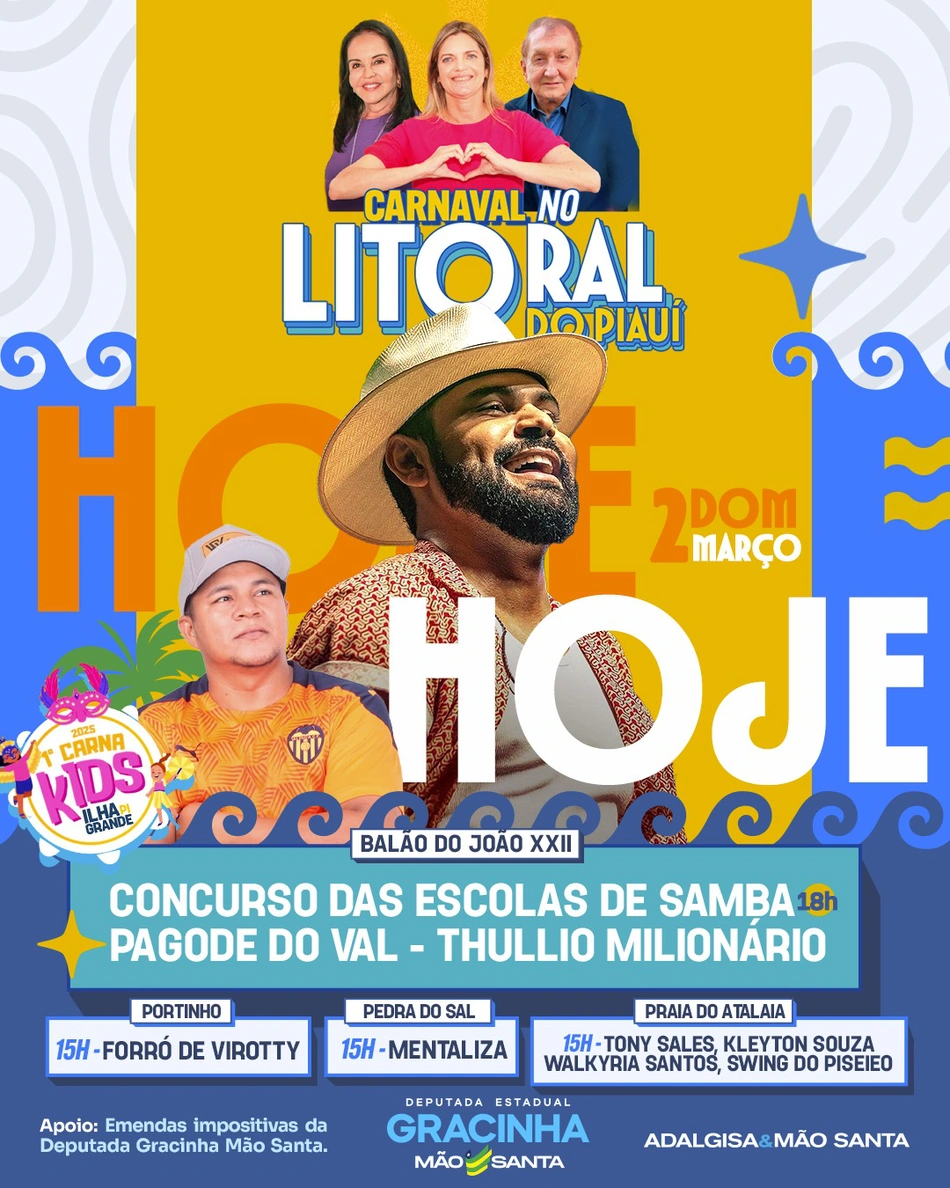 Carnaval no Litoral do Piauí segue neste domingo com show de Thulio Milionário