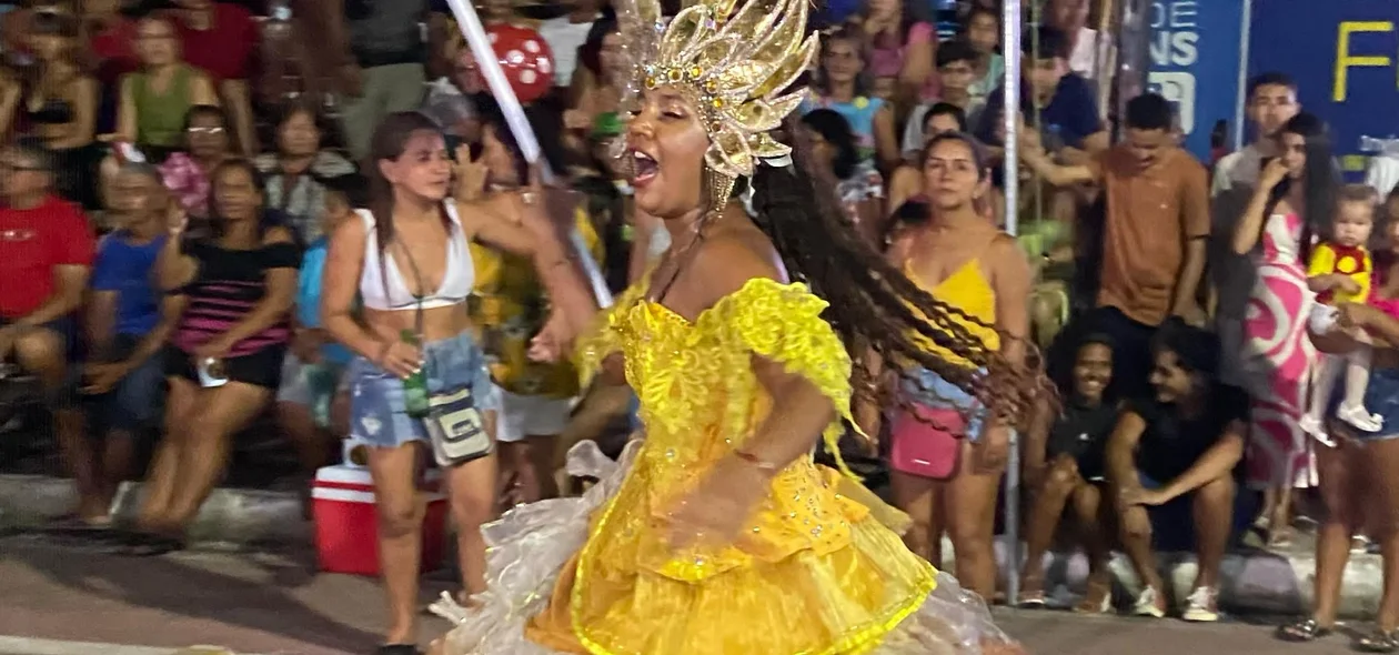 Concurso de escolas de samba e show agitam a segunda noite de Carnaval em Parnaíba