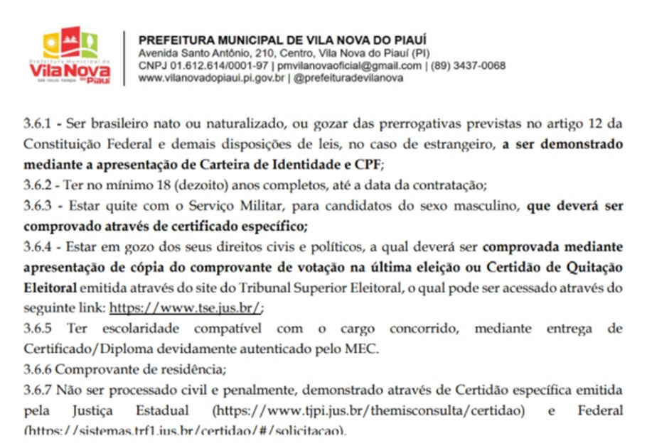 Item 3.6 do Edital nº 01/2025