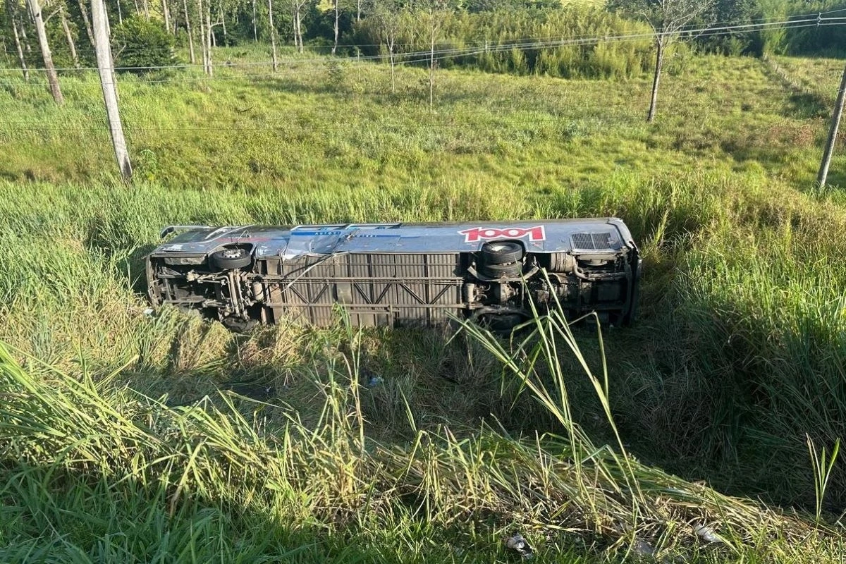 Ônibus cai em ribanceira e deixa 1 morto