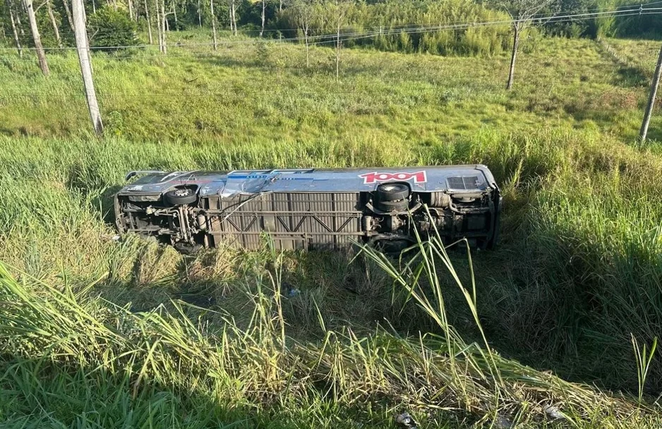 Ônibus cai em ribanceira e deixa 1 morto