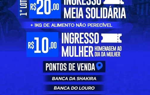 Preços e locais de vendas para a partida entre Parnahyba e Piauí