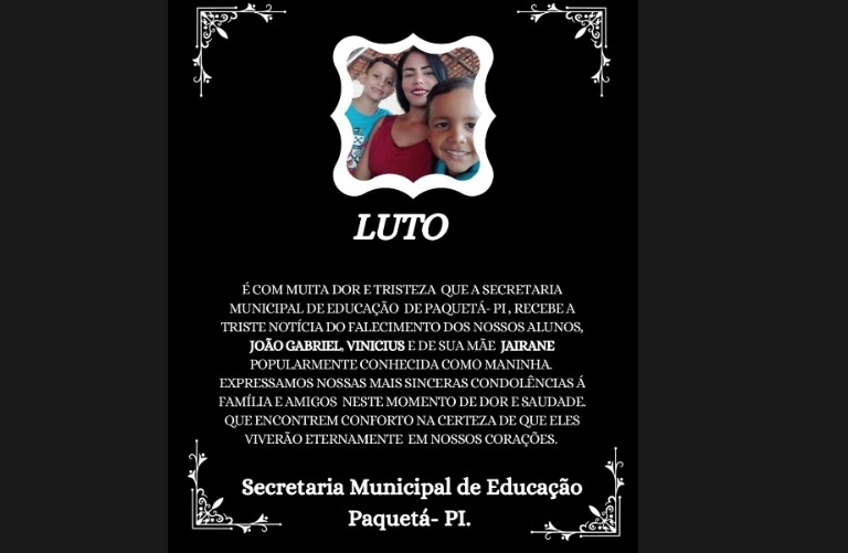 Secretaria de Educação de Paquetá decreta luto