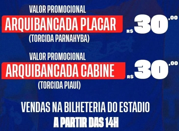 Valor e local de venda do jogo entre Piauí e Parnahyba pelo Piauiense 2025