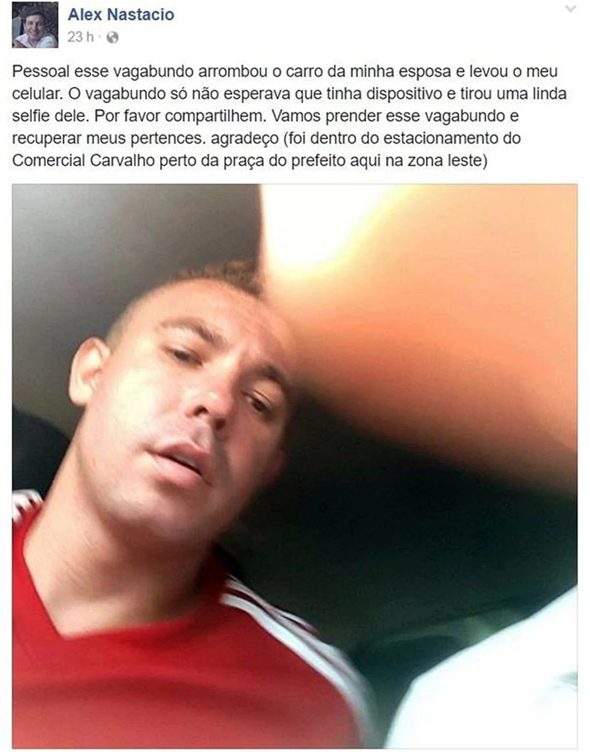 Aplicativo faz selfie de suposto ladrão após roubo em Teresina - GP1